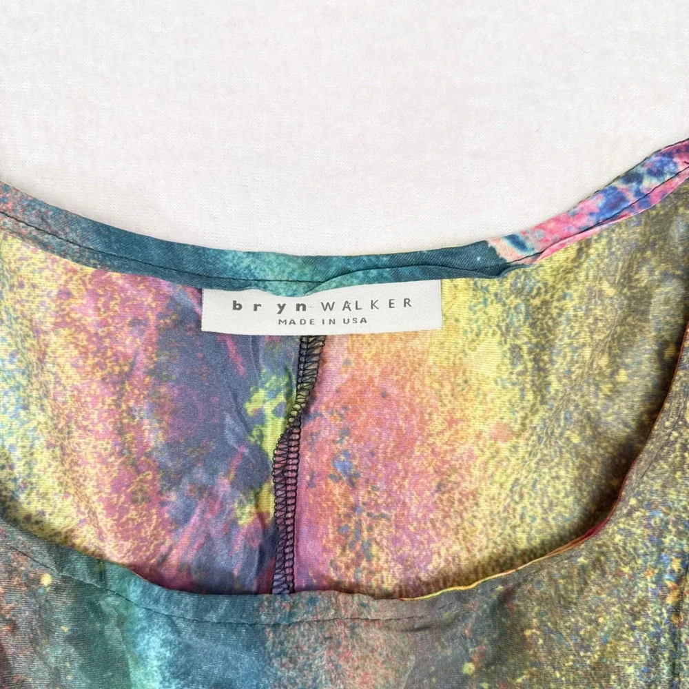 Bryn Walker Dress Size Large Zen Taffeta Nebulosa Abstract Cosmic Ruffled Hem - Picture 4 of 7